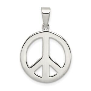 Sterling Silver 19mm Polished Peace Symbol Pendant